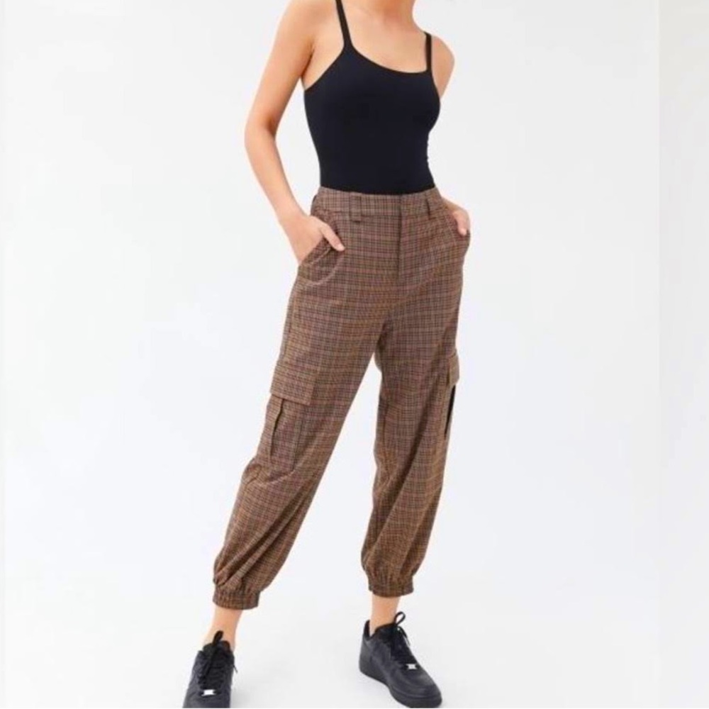 Brown Plaid UO Cargos